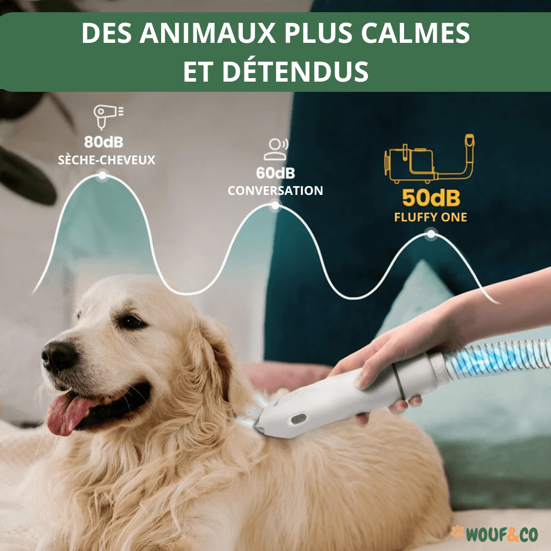 Fluffy One™ | Aspirateur pour Chiens & Chats avec tondeuse, brosse et 5 accessoires de toilettage