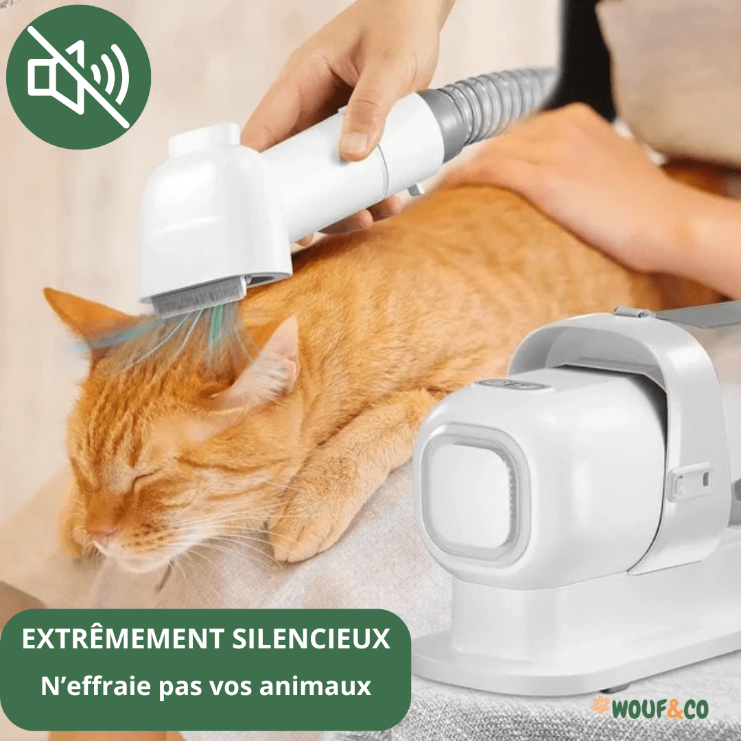 Fluffy One™ | Aspirateur pour Chiens & Chats avec tondeuse, brosse et 5 accessoires de toilettage