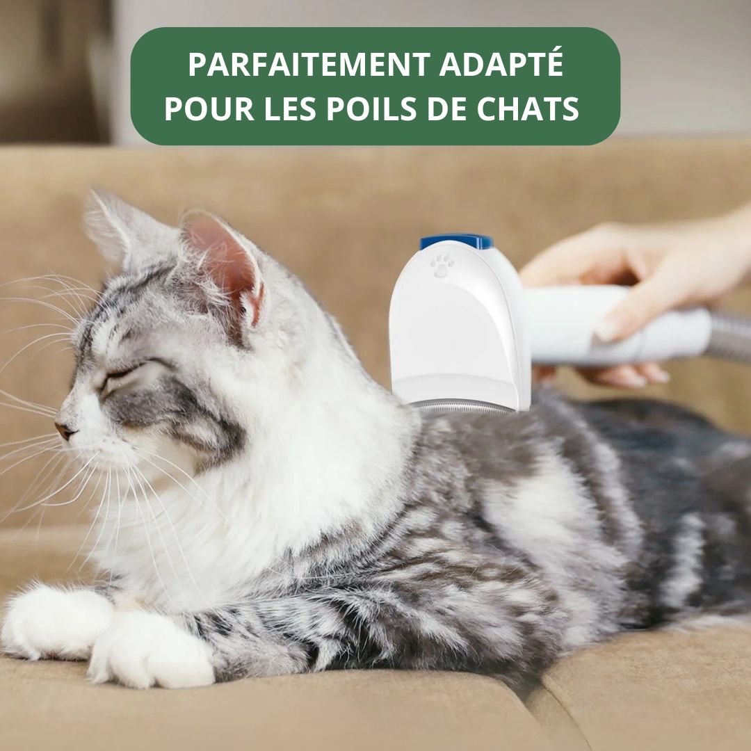 Fluffy One™ | Aspirateur pour Chiens & Chats avec tondeuse, brosse et 5 accessoires de toilettage